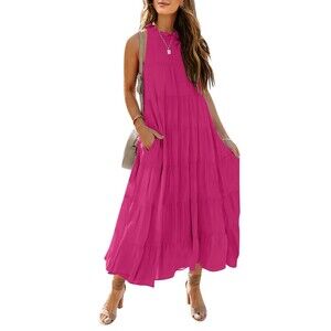 Sleeveless Halter Midi Maxi Dress, SMALL, 1DD-165D003